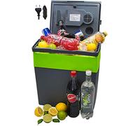 Glacière électrique 2 en 1 de 30 litres - Sac isotherme - Boîte isotherme - Boîte isotherme - Boîte de maintien au chaud - Pour voiture - Camping - Glacière thermique (Gora Grey/Gilmo Green)