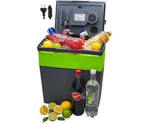 Glacière électrique 2 en 1 de 30 litres - Sac isotherme - Boîte isotherme - Boîte isotherme - Boîte de maintien au chaud - Pour voiture - Camping - Glacière thermique (Gora Grey/Gilmo Green)