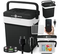peme Essential Glacière Électrique 25,7L - Refroidisseur et Chauffe-Plats, Double Alimentation 12V & 230V, Mode Éco, Port USB, Couvercle Sécurisé, pour Voiture, Camping, Bateau
