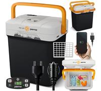peme Essential Glacière Électrique 25,7L - Refroidisseur et Chauffe-Plats, Double Alimentation 12V & 230V, Mode Éco, Port USB, Couvercle Sécurisé, pour Voiture, Camping, Bateau