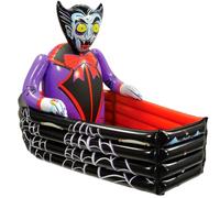 Glacière gonflable en forme de cercueil en pierre tombale pour Halloween, support de boisson pour intérieur et extérieur (bateau tête de mort noir)