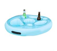 Glacière gonflable flottante 9 compartiments pour boissons et objets personnels (bleu)