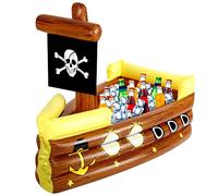 Glacière gonflable flottante pour bateau de pirate - Support de boisson gonflable pour piscine - Fournitures de fête pour intérieur ou extérieur - Décoration de table de pirate (1 pièce)