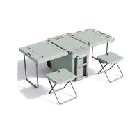 Glacière rigide avec roulettes verrouillables, refroidisseur de conservation portable isolé avec table pliante et chaise pour activités de plein air