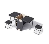 Glacière rigide avec roulettes verrouillables, refroidisseur de conservation portable isolé avec table pliante et chaise pour activités de plein air