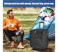 Glacière Roulante | Sac Glacière Isotherme avec Roues - Caddie Isotherme Réutilisable à Roues Design Imperméable pour Repas Route Pique-Nique Voyage Plage Extérieur