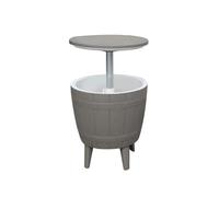 Glacière Table d'Appoint pour Jardin en Résine Cosmopolitan Beige Gardiun 37 L 48,5x48,5x57/82 cm 3 en 1 Table/Glacière/Chaise Gris