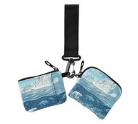 Glaciers and Ocean Bear Lot de 2 porte-cartes pour femme avec fermeture éclair Blanc, Glaciers and Ocean Bear Blanc, 1 size, Décontracté