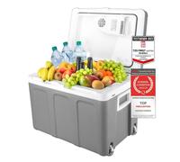Glacière électrique portable 45L, Boîte Glacière 12/220 V - Camping - Glaciere Electrique Voiture, Gris