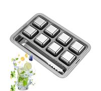 Glaçon en acier - 15,5x11 cm Pierres de refroidissement pour whisky en acier inoxydable | Refroidisseurs de boissons | Ensemble de boissons de huit pièces | Blocs de refroidissement en métal réutilisa