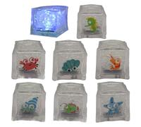 Glaçon Lumineux LED, 8 Cubes Lumineux Multicolores pour Le Bain, Jouets flottants, Jouets sensoriels avec Motif océan, Jouets Capteur de Liquide Activé par l'eau Lumineux