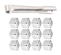 Glaçons en acier inoxydable pour boissons - Pierres réfrigérantes réutilisables - 12 glaçons en acier inoxydable qui ne fondent pas - Pour bière, champagne, vin, café, maison, appartement, bar