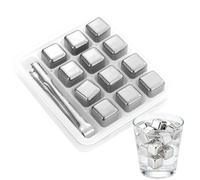 Glaçons En Acier Inoxydable Réutilisables,Pierres À Whisky Rafraîchissantes Réutilisables | 12 Glaçons En Acier Inoxydable Qui Ne Fondent Pas | Pour Bière Champagne Vin Café Maison Appartement Bar Cui