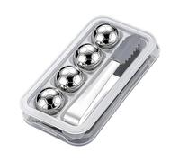 Glaçons métalliques réutilisables | 4 glaçons ronds rafraîchissants en forme de ballon de football, pierres en acier pour boissons type glaçons pour la première fête des pères, vin et bière