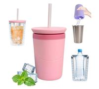 Glacons Moule Cylindrique, Mini Bac Glacon Silicone, Mug Cafe A Emporter Avec Couvercle, Paille Et Doublure En Acier Inoxydable