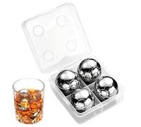 Glaçons réutilisables en métal 4 pièces pour boissons | Glaçons en métal réutilisables en pierre | Pierres clés à whisky | Roches rafraîchissantes en acier à whisky pour boissons gazeuses, vin, jus