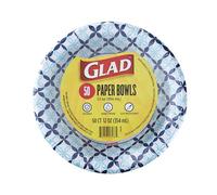 Glad Lot de 50 bols ronds jetables en papier, motif marguerites joyeuses, 473,6 g, résistants au trempage et aux coupes, pour soupe, céréales, salades et usage quotidien