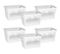 Glad Lot de 6 paniers de rangement en plastique | Bacs de rangement ouverts pour étagères, salle de bain, garde-manger, placard | Boîtes de rangement gigognes avec poignées, 12,7 L, blanc