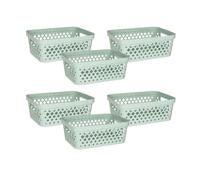 Glad Lot de 6 paniers de rangement en plastique | Bacs de rangement ouverts pour étagères, salle de bain, garde-manger, placard | Boîtes de rangement gigognes avec poignées, 7 litres, sauge