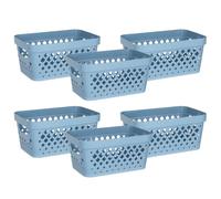 Glad Lot de 6 paniers en plastique pour l'organisation, garde-manger sous le comptoir, le placard en lin et la salle de bain | Bacs d'étagère gigognes avec poignées, 3,8 l, bleu marine