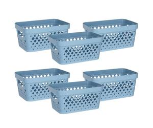 Glad Lot de 6 paniers en plastique pour l'organisation, garde-manger sous le comptoir, le placard en lin et la salle de bain | Bacs d'étagère gigognes avec poignées, 3,8 l, bleu marine