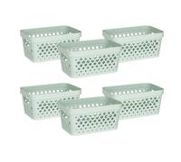Glad Lot de 6 paniers en plastique pour l'organisation | Rangement de garde-manger pour sous le comptoir, le placard en lin et la salle de bain | Bacs d'étagère gigognes avec poignées, 3,8 l, sauge