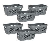 Glad Lot de 6 paniers en plastique pour organisation, garde-manger pour dessous de comptoir, placard en lin et salle de bain | Bacs d'étagère gigognes avec poignées, 3,8 l, gris