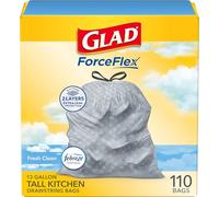 Glad Odorshield Lot de 110 grands sacs poubelle de cuisine avec cordon de serrage
