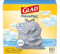 Glad OdorShield Tall Kitchen Drawstring Trash Bags, Fresh Clean, 13 Gallon, 80 Count by Glad
