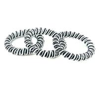 Glad2be Elastiques à Cheveux en Spirale Motif PRETTY SHANEY pour Femmes et Filles, Lot de 3 Elastiques Cheveux, Bandeaux de Queue de Cheval Couleur Noir et Blanc Motif Rare Tenue Forte