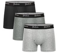 Gladbecke Boxers Homme Coton, Calecon Caleçon Confortable et Doux, Ajustés, Ceinture Élastique Ultra - Souple, Lot de 3, Noir + Gris Foncé + Gris Clair, XL
