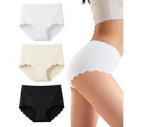 Gladbecke Culotte Femme sans Coutures, Invisible String Tanga Taille Basse, Sexy Chic Slip Microfibre Shorty, sous-Vêtements Seamless Thong Underwear Women, Noir/Blanc/Peau (Lot de 3 XL)