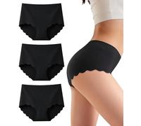 Gladbecke Culotte Femme sans Coutures, Invisible String Tanga Taille Basse, Sexy Chic Slip Microfibre Shorty, sous-Vêtements Seamless Thong Underwear Women, Noirs (Lot de 3 XXL)