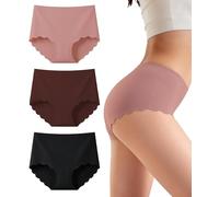 Gladbecke Culotte Femme sans Coutures, Invisible String Tanga Taille Basse, Sexy Chic Slip Microfibre Shorty, sous-Vêtements Seamless Thong Underwear Women, Bourgogne/Rose/Noir (Lot de 3 L)