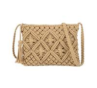 Gladdon Piccola borsa a tracolla da donna, cordoncini di cotone intrecciati con nappa, borsa da spiaggia, borsa da matrimonio