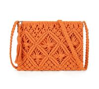 Gladdon Piccola borsa a tracolla da donna, cordoncini di cotone intrecciati con nappa, borsa da spiaggia, borsa da matrimonio
