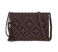 Gladdon Piccola borsa a tracolla da donna, cordoncini di cotone intrecciati con nappa, borsa da spiaggia, borsa da matrimonio