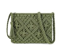 Gladdon Piccola borsa a tracolla da donna, cordoncini di cotone intrecciati con nappa, borsa da spiaggia, borsa da matrimonio