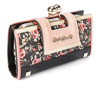 Gladdon Portefeuille Femme Pochette de soirée Grand Portefeuille Fleuri en Cuir 10 emplacements pour Cartes et fenêtre d'identification Transparente Aimant de Verrouillage Porte-Monnaie antivol