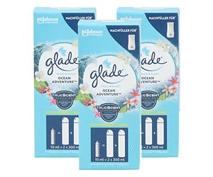 Glade 3 x Recharge désodorisant Touch & Fresh Ocean Adventure Chaque 10ml