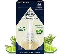 Glade Aromatherapy Electric Scented Oil Recharge - Infusé Aux Huiles Essentielles - Jusqu'à 100 Jours d'Efficacité - Calm Mind, Bergamote & Citronnelle - 1 Recharge