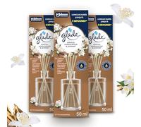 Glade Bâtonnets - Diffuseur de Parfum aux Huiles Essentielles - Sans Parabens - Longue Durée Jusqu'à 5 Semaines - Sensual Sandalwood Jasmine - 3 Diffuseurs x50ml