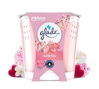 Glade Bougie Vegan Cadeau Saint-Valentin - Parfum Infusé Huiles Essentielles - Nouvelle Formule Sans Huile De Palme - I Love You - 1 Bougie