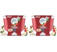 Glade Bougie Vegan Longue Durée - Parfum Infusé Huiles Essentielles - Nouvelle Formule Sans Huile De Palme - Cosy Apple & Cinnamon - 1 Bougie (Lot de 2)