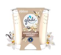 Glade Bougie Vegan Parfum Infusé Huiles Essentielles - Nouvelle Formule Sans Huile De Palme - Romantic Vanilla Blossom - 1 Bougie