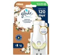 Glade Désodorisant à brancher, support d'huile électrique parfumée et recharge, bois de santal et jasmin, kit de démarrage, 1 support et recharge de 20 ml