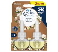 Glade Lot de 2 recharges de désodorisant électrique parfumé, bois de santal et jasmin, 2 x 20 ml