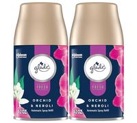 Glade Lot de 2 recharges de spray automatique, désodorisant pour la maison et la salle de bain, orchidée et néroli, collection fraîche, 175,8 g