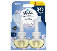 Glade Recharges de désodorisant à brancher, désodorisant électrique parfumé pour chambre, linge propre, lot de deux (2 x 20 ml)
