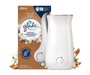 GLADE Sense & Spray Diffuseur désodorisant automatique + recharge détecteur de mouvement Santal et Jasmin 18 ml